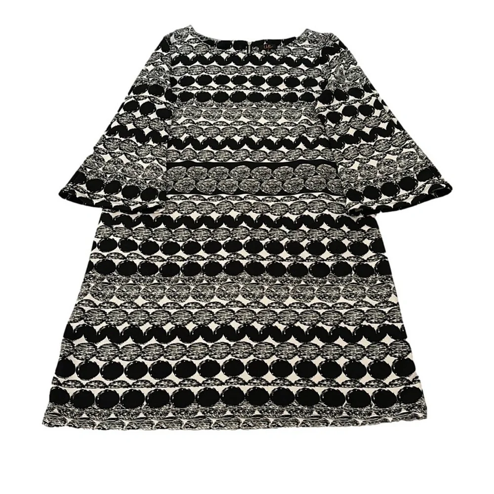 ILE New York Long Sleeve Shift Dress, Size 12, Black & Winter White - Picture 2 of 10